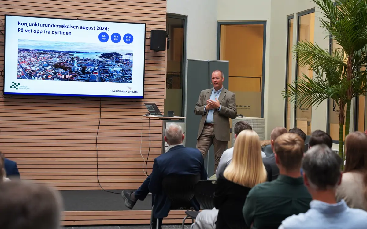 Sjeføkonom Tore Grobæk Vamraak i Sparebanken Sør. Foto: Næringsforeningen.